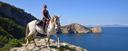 Great panorama Mediterranean Sea Spanish horses