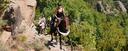 Climbing riding Pyrenees mountains